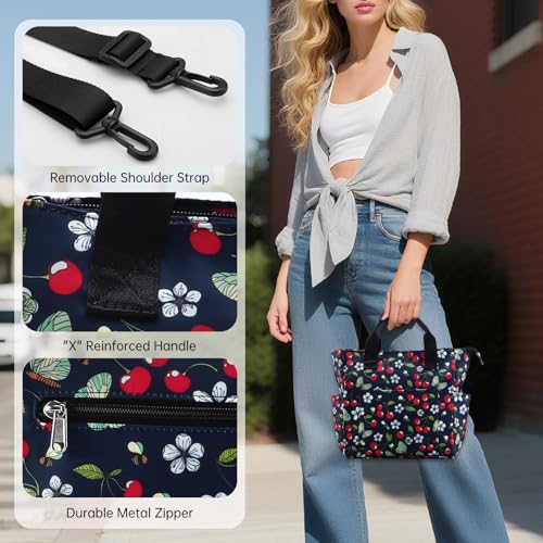 Crossbody Shoulder Bag for Women - Water Resistant Casual Handbag Purse with Multiple Pockets, Adjustable Strap - color: Cherry Butterfly