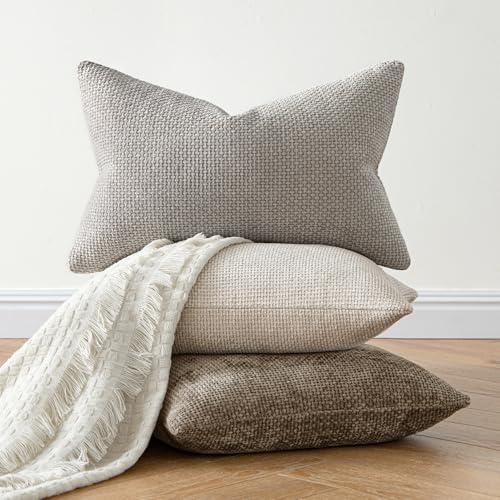MIULEE Decorative Couch Throw Pillow Covers 16x16 Inch Neutral Khaki 2 Pack - color: Khaki, size: 16" x 16" (Pack of 2)