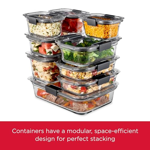 Rubbermaid Brilliance Glass Food Storage Containers, 3.2 Cup, Set of 4, BPA-Free, Leak-Proof, Clear - size: 3.2 Cup (8-Piece)