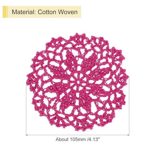 uxcell Fabric Coasters, 8pcs 4" - Cotton Woven Crochet Doilies, Lace Embroidery Cup Mat with Floral Pattern for Wedding Party Decoration (Rose Red) - color: Rose Red
