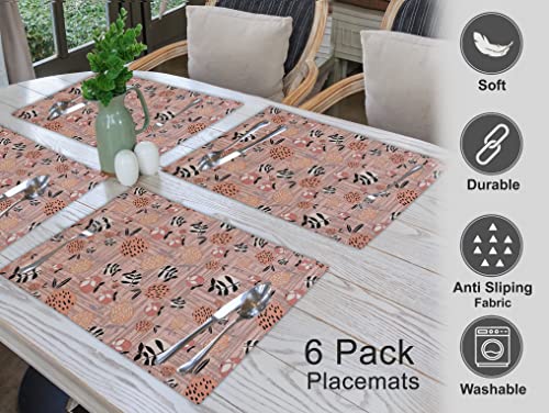 Ruvanti Placemats Set of 6, 100% Cotton Place Mats of 13x19, Dusty Palette - color: Dusty Palette