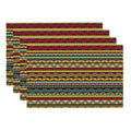 Geometric Ethnic Placemats Rectangle Linen Table Placemet Set of 4 - color: Red Yellow, size: Set of 4