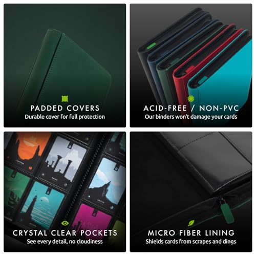 Vault X 12 Pocket Zip Trading Card Binder 480 Cards Exo-Tec (Green) - color: Green, size: 12 Pocket