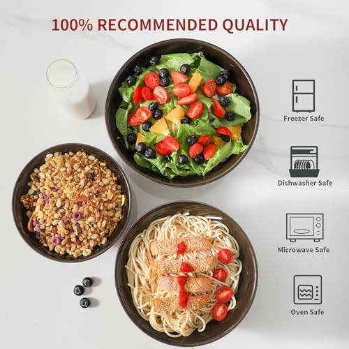 Hasense Mixing Bowls Set of 3, Procelain Serving Bowls Set for Cooking, Baking, Large Nesting Bowls for Salads, Fruit, 2.1/1.5/1.0 Qt, Dishwasher & Microwave Safe, Red - color: Red, size: 40+65+84 Ounce