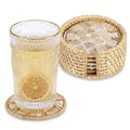 Coastal Coasters Set of 6, Boho Coaster Set with Holder, Fish Scale - style: Fish Scale