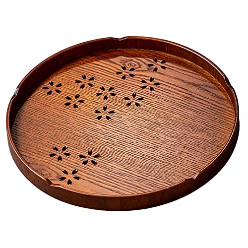 Round Tray Cherry Blossom Pattern Tea Serving Tray Tea Serving Plate