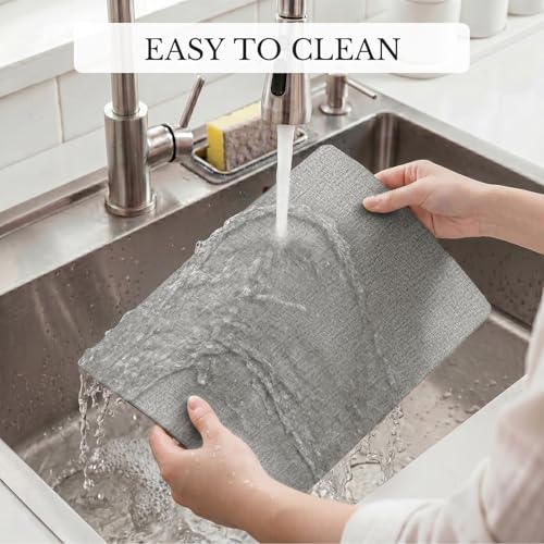 Romanstile Vinyl Placemats Set of 6, Reversible Faux Leather Wipeable Table Mats - color: Grey-light Grey, size: PCS8