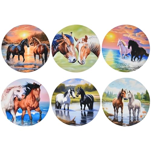 Bar Coaster Set, Drink Coaster for Home Decor, Wood Coffee Coasters 6Pack (Horse) - color: Horse