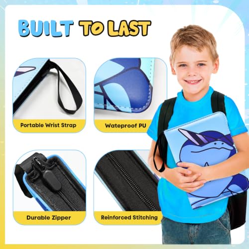 400 Cards Capacity Trading Card Binder, Card Holder with 50 Removable Sleeves, Double Sided 8-Pocket Pages Zipper Album with Wrist Strap for TCG, Sports & Game Cards, Gift for Boys and Girls - color: Dark Blue