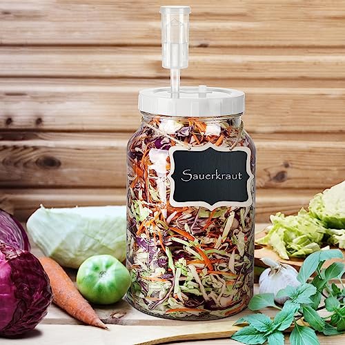 Qianfenie 1 Gallon Fermentation Jar with 3 Airlocks & 2 Screw Lids, 2 Pack