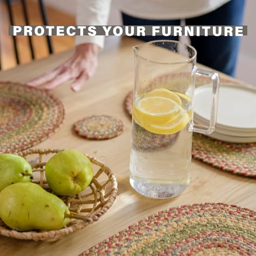 Homespice Azalea Jute Braided Placemats, Rect 13x19 Set of 4 - color: Azalea
