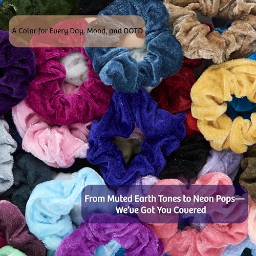 Expressions Scrunchie Set of 50 Comfy, Colorful Scrunchies in a Convenient Drawstring Storage Bag, Accessories for Women and Girls , Great Value, Damage Free,
