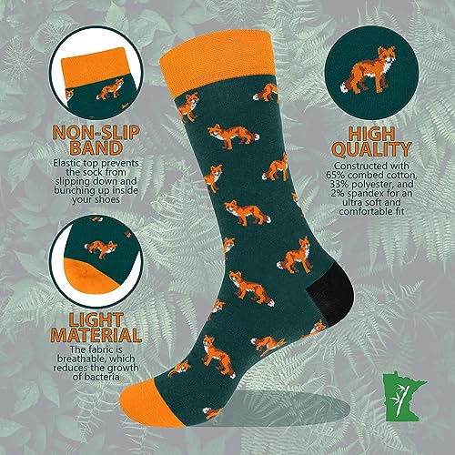 BambooMN Men's Cotton Colorful Design Fashion Novelty Dress Socks - color: Avocado Print - 1 Pair, size: 5-9