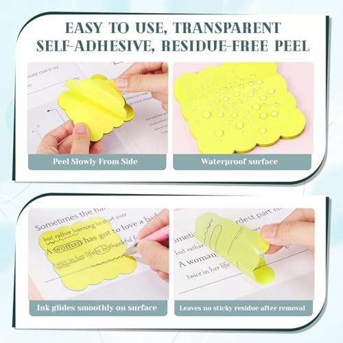 Eaasty 400 Sheets Transparent Sticky Notes 8 Pads Scalloped, Bright Colors - color: Bright Colors