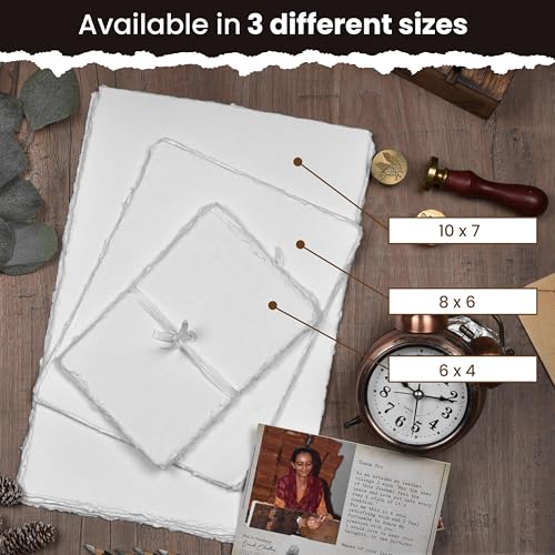 LEATHER VILLAGE Offwhite Deckled Edge Watercolor Paper 25 Sheets 6x8 Inches - color: White, size: 8 x 6 Inch