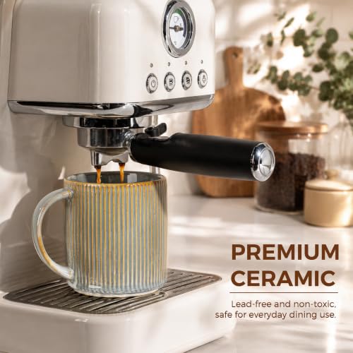 theterra Ceramic Coffee Mugs Set of 6, 14.2 oz Coffee Cups with Handle - color: Desert Sage, size: 14 OZ (Set of 6)