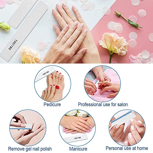 Nail File-Nail Files for Acrylic Nails 100/180 Grits, 12 PCS Double Sided Emery Boards for Acrylic and Natural Nails, Professional Manicure Tools for Nail Tech - size: 100/180 grit