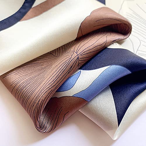 100% Pure Mulberry Silk Scarf 26" Women Square Scarf Head Scarf Neck scarf - color: Blue Flower-2