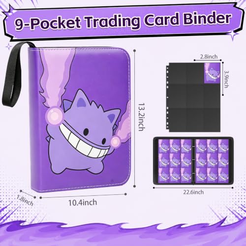 9 Pocket Purple Trading Card Binder, 3-Ring Card Album - color: Purple, size: Large