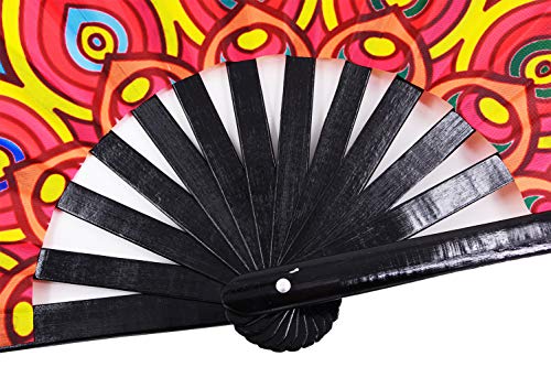 Large Folding Hand Fan Rave Fans, Fantasy Flowers - color: Fantasy Flowers