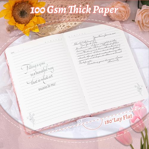MINICAGIE Lined Floral Journal Notebook for Women 192 Pages A5 - color: Pink