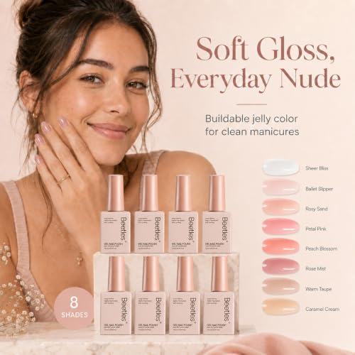 Beetles Jelly Gel Nail Polish Set, 8 Colors Nude Pink Gel Polish - color: A - Sheer | Classic Nude