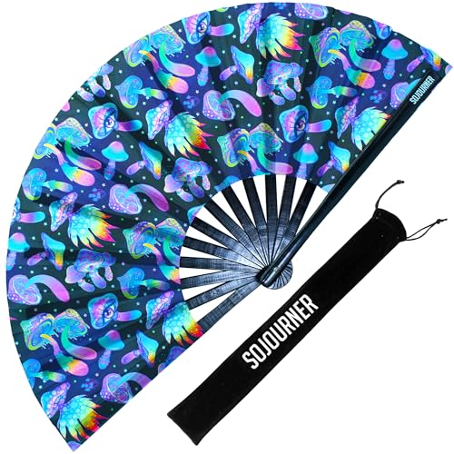 SoJourner Folding Rave Fan, Magic Mushroom - color: Magic Mushroom