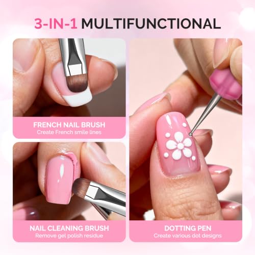 MelodySusie Dual-Ended French Nail Brush and Dotting Pen Set, Size #16 - color: A--Light Pink, size: #16