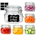 ComSaf Square Small 17 oz Glass Jars with Airtight Lids 6 Pack Wide Mouth - size: 17 fl oz x 6