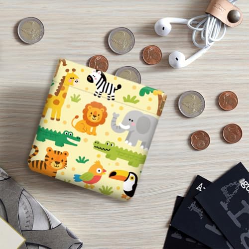 Peacoblue animals and plants Coin Purse,PU Leather Squeeze Pouch 4PCS - style: Animals and Plants