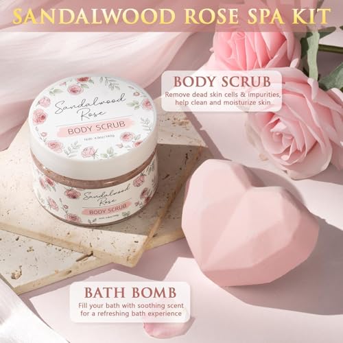 Birthday Gifts for Women, Spa Self Care Package Get Well Soon Gift Baskets - color: Pink - Sandalwood Rose