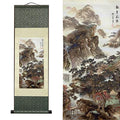 AtfArt Silk Scroll Painting, Asian Wall Art, Landscape, 36.2x12in - color: A4