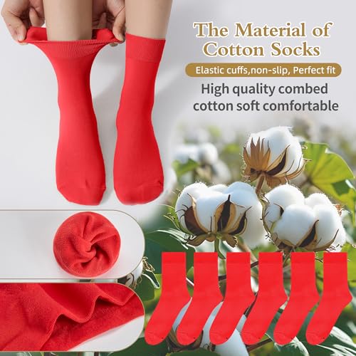 Corlap Women's Thin Above Ankle Socks-6Pairs Cotton Bootie Dress Crew Socks - color: 6 Pairs Red, size: 9-11