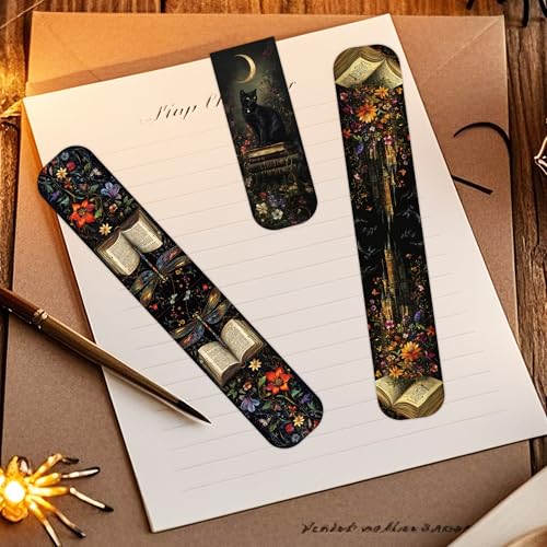 Dark Academia Magnetic Bookmarks, Gothic Floral Book Marks for Women - style: Dark Academia 45pc