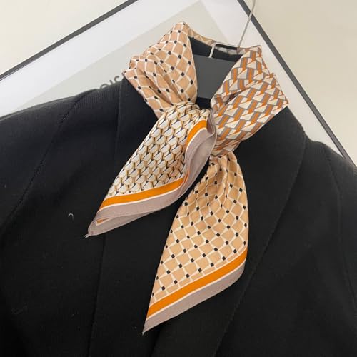 100% Mulberry Silk Neck Scarf for Women Square Neckerchief – 21 inch - color: Dark Orange