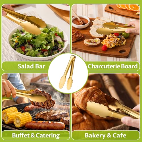 Gold Serving Tongs, 6-Pack 7-Inch Stainless Steel Buffet Tongs - size: 7inch