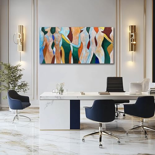 Abstract Human Figure Wall Decor Modern Artwork for Office Geometric Color Block Wall Art for Living Room Framed Art Prints for Bedroom 24x48 Inch - color: Colorful Abstract, size: 48"L x 24"W