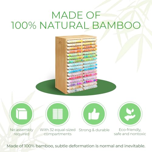 Ohuhu Bamboo Marker Organizer Hold 224 Markers for Honolulu Oahu Series - style: Right Angle Hold 224 Markers