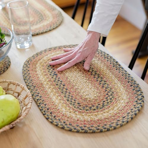 Homespice Russet Braided Placemats for Country Decor, Oval 13x19 Set of 4 - color: Russett