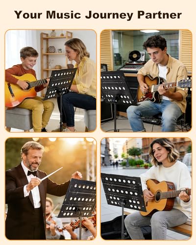 New bee Music Stand, Tri-fold Panel Foldable Sheet Music Stand - color: Black