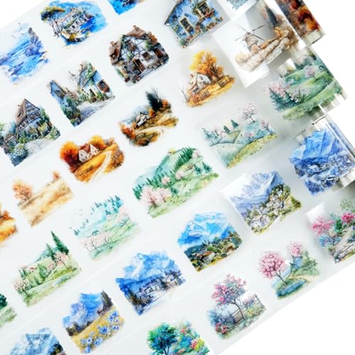 6 Rolls Four Seasons Landscape PET Tape for Scrapbook Journaling - style: Four Seasons