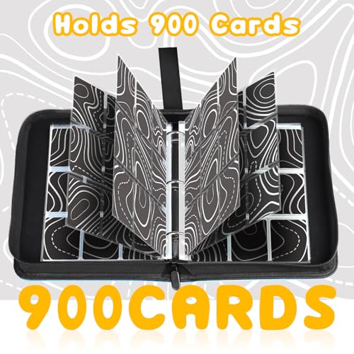 9-Pocket Trading Card Binder, 900-Card Capacity, Black White - color: Black White, size: Large
