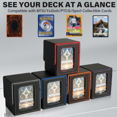 Card Deck Box for MTG Commander, Deck Case Holds 100 Double-Sleeved Cards - color: Black & Red, size: 1 Box