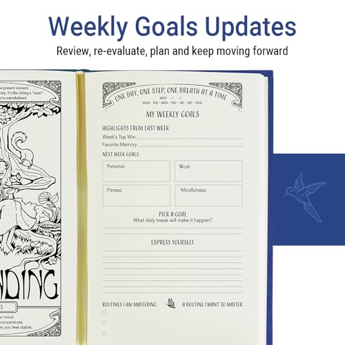 Gratitude Journal for Women with Guided Daily Prompts, Goal Setting & Habit Tracker—90-Day Mindfulness & Self-Care Journal with Relaxing Coloring Pages for Mood, Mindset & Sobriety Support (Hardcover) - color: BLUE