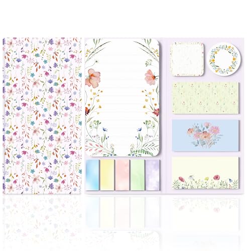 Wildflower Sticky Notes Set Cute Floral Self Stick Writing Memo Pads Aesthetic Summer Flower Notepads for Students Back to School Classroom Office Teacher Appreciation Gift Stationery Supplies