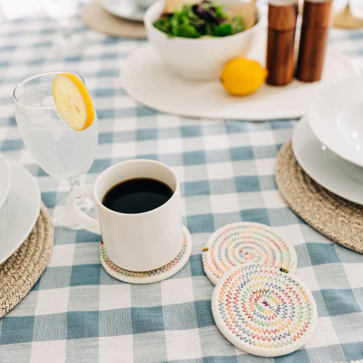 OrganiHaus Rainbow Drink Coasters Set of 6, Absorbent Cotton Woven Cup Coasters, Rustic Farmhouse Boho Decor for Coffee Table and Drinks Protection, Cute Coaster for Drinks, Coaster for Office Desk - color: Rainbow
