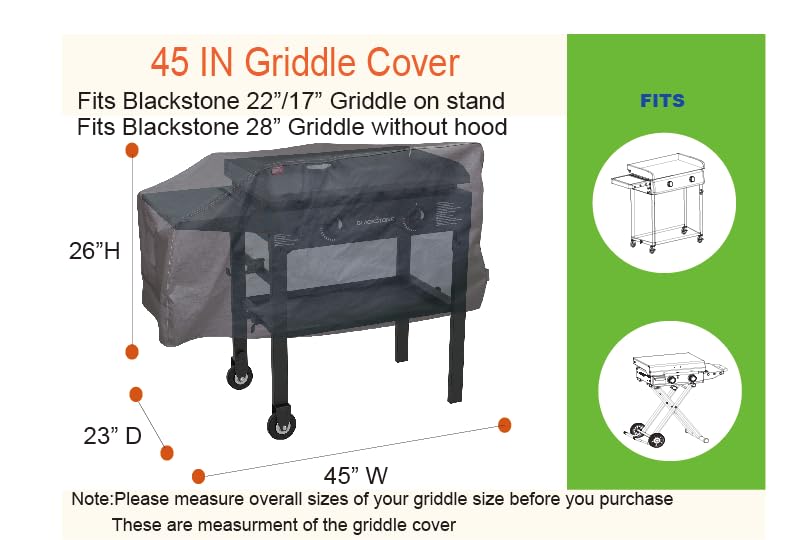 RPET Fabric Cover for Blackstone 22" and 28" Single Shelf Griddle Cover, Black； - size: 45"*23"*26"