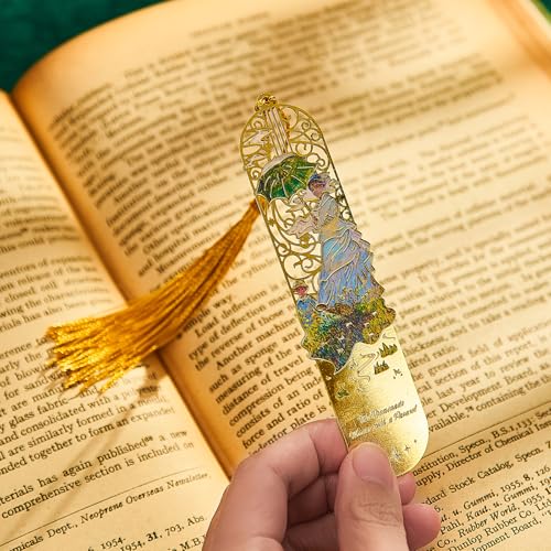 5 PCS Metal Bookmark with Tassel, Monet Book Marks for Reading Women & Men, Book Lovers Gift - style: Monet Oil-Painting