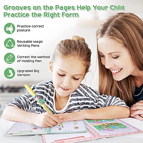 ASIGN Reusable Magic Handwriting Workbooks for Kids - 3D Grooved Tracing Copybook with Auto-Fading Ink & Grip Aid to Correct Pen Posture (6-Book Set, Preschool & Kindergarten Prep)