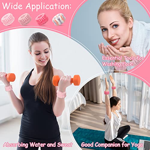 Chuangdi 4 Pairs Wrist Bands for Washing Face Microfiber,Vivid Colors - color: Vivid Colors